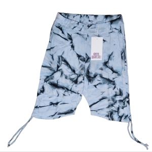 Cute Mistake Blue Heat Wave Ruched Biker Shorts NWT S